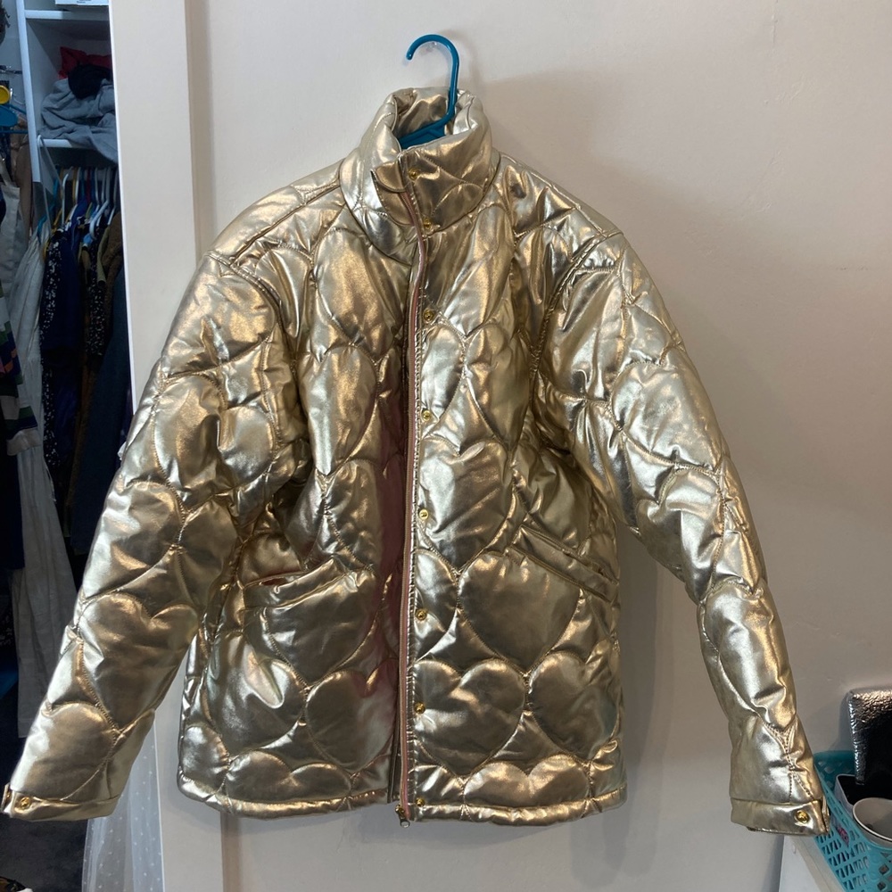 Lazy oaf oversized gold heart puffer